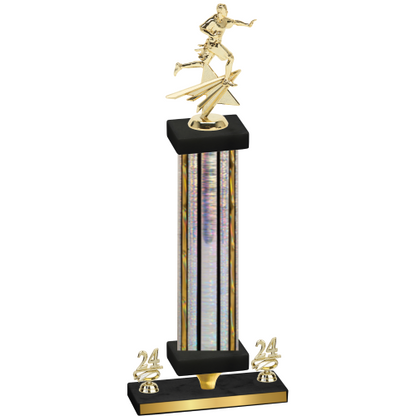 Premium Single Silver Glacier Year Flag Football Trophy