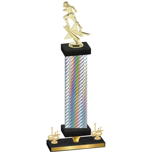 Premium Single Silver Carbon Fiber First Place Football Trophy