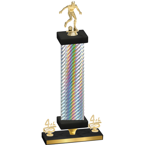 Premium Single Silver Carbon Fiber Fourth Place Soccer Trophy