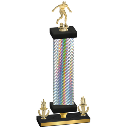 Premium Single Silver Carbon Fiber Victory Soccer Trophy