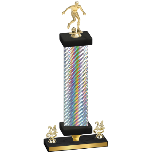 Premium Single Silver Carbon Fiber Year Soccer Trophy