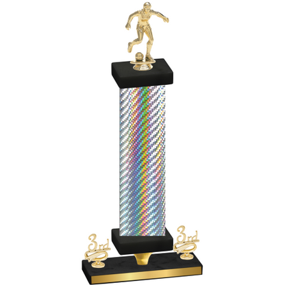 Premium Single Silver Carbon Fiber Third Place Soccer Trophy