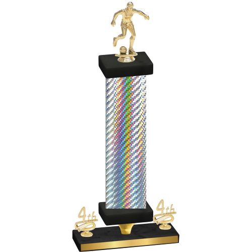 Premium Single Silver Carbon Fiber Fourth Place Soccer Trophy