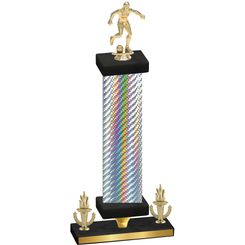 Premium Single Silver Carbon Fiber Victory Soccer Trophy