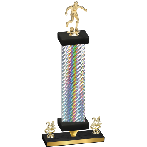 Premium Single Silver Carbon Fiber Year Soccer Trophy