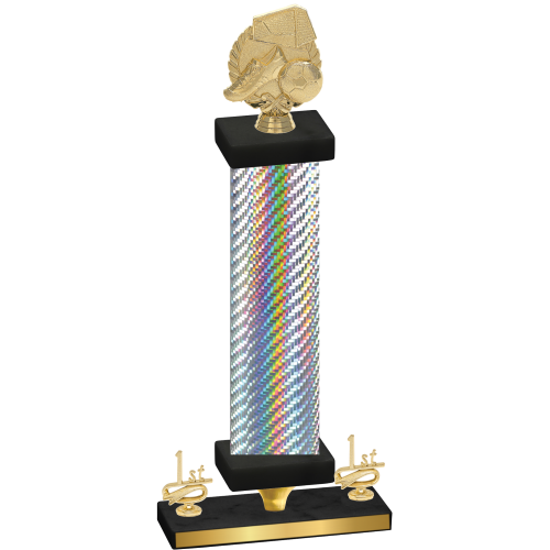 Premium Single Silver Carbon Fiber First Place Soccer Trophy