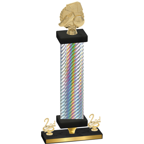 Premium Single Silver Carbon Fiber Second Place Soccer Trophy