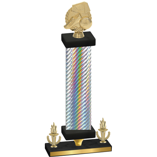 Premium Single Silver Carbon Fiber Victory Soccer Trophy