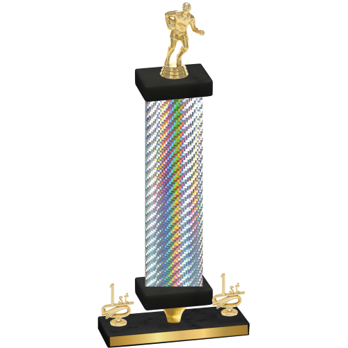 Premium Single Silver Carbon Fiber First Place Rugby Trophy