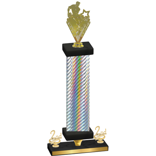 Premium Single Silver Carbon Fiber Second Place Rugby Trophy