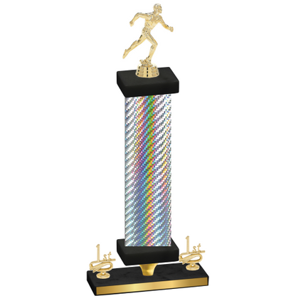 Premium Single Silver Carbon Fiber First Place Running Trophy