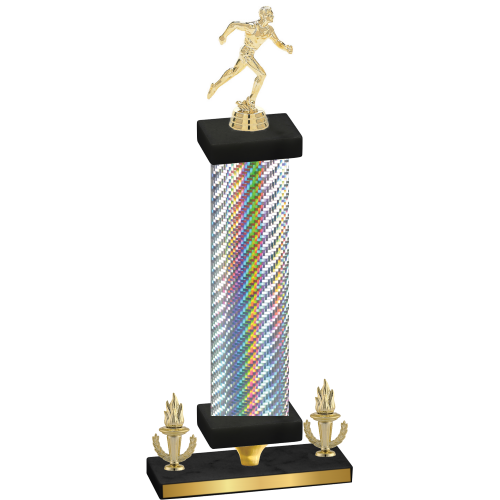 Premium Single Silver Carbon Fiber Victory Running Trophy