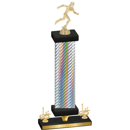 Premium Single Silver Carbon Fiber First Place Running Trophy