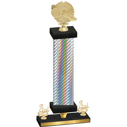 Premium Single Silver Carbon Fiber Third Place Running Trophy