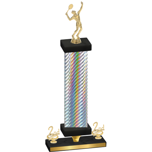 Premium Single Silver Carbon Fiber Second Place Tennis Trophy