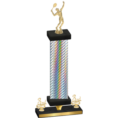 Premium Single Silver Carbon Fiber Third Place Tennis Trophy