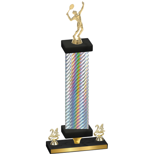 Premium Single Silver Carbon Fiber Year Tennis Trophy