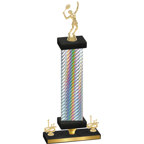 Premium Single Silver Carbon Fiber First Place Tennis Trophy