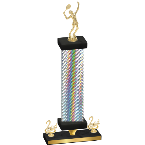 Premium Single Silver Carbon Fiber Second Place Tennis Trophy