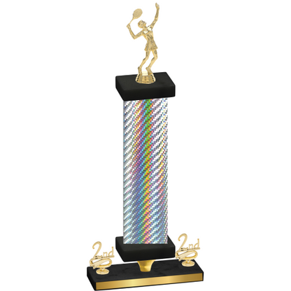 Premium Single Silver Carbon Fiber Second Place Tennis Trophy