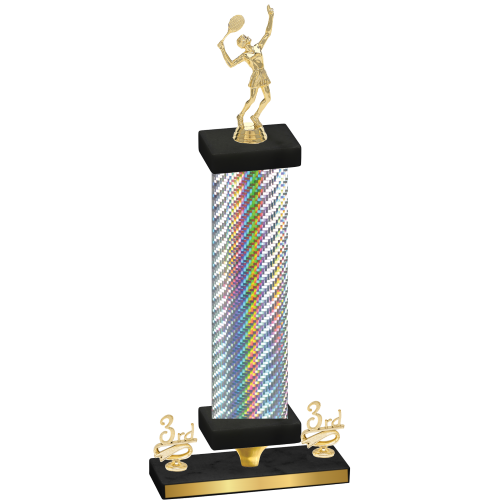 Premium Single Silver Carbon Fiber Third Place Tennis Trophy