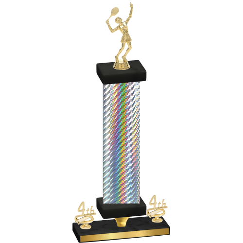 Premium Single Silver Carbon Fiber Fourth Place Tennis Trophy