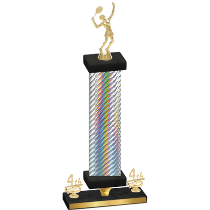 Premium Single Silver Carbon Fiber Fourth Place Tennis Trophy