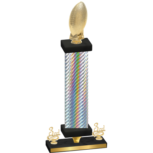 Premium Single Silver Carbon Fiber Third Place Football Trophy