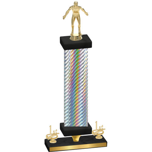 Premium Single Silver Carbon Fiber First Place Wrestling Trophy