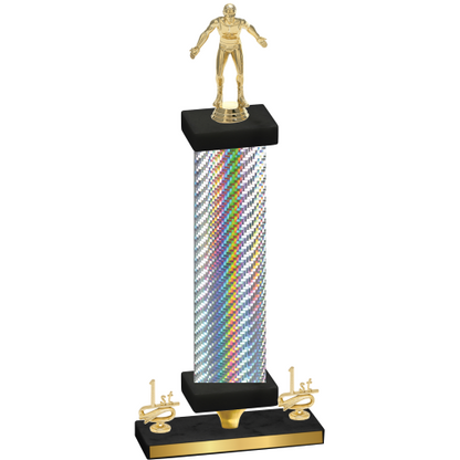 Premium Single Silver Carbon Fiber First Place Wrestling Trophy