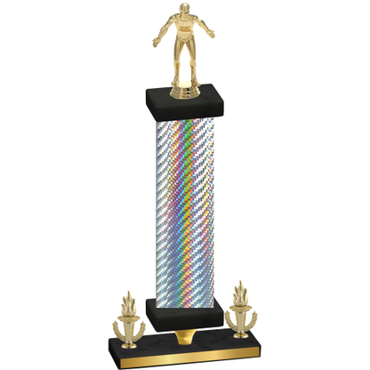 Premium Single Silver Carbon Fiber Victory Wrestling Trophy