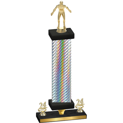 Premium Single Silver Carbon Fiber Year Wrestling Trophy