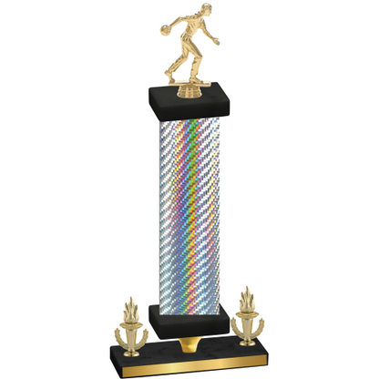 Premium Single Silver Carbon Fiber Victory Bowling Trophy