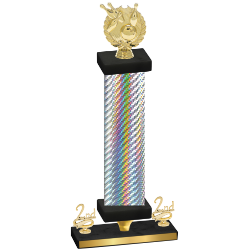 Premium Single Silver Carbon Fiber Second Place Bowling Trophy