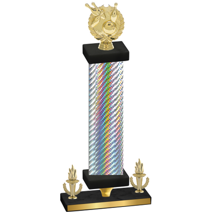 Premium Single Silver Carbon Fiber Victory Bowling Trophy