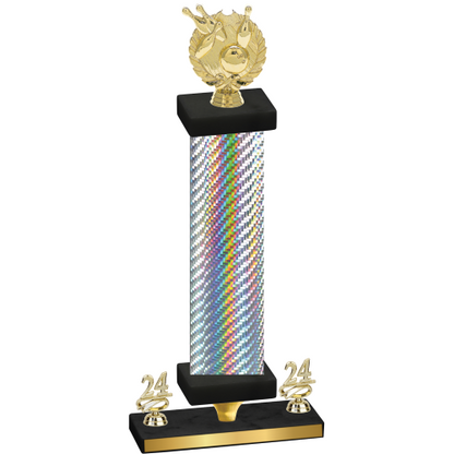 Premium Single Silver Carbon Fiber Year Bowling Trophy