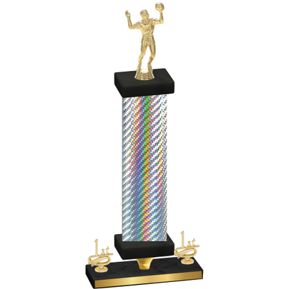 Premium Single Silver Carbon Fiber First Place Volleyball Trophy