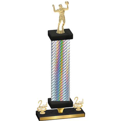 Premium Single Silver Carbon Fiber Second Place Volleyball Trophy