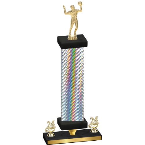 Premium Single Silver Carbon Fiber Year Volleyball Trophy