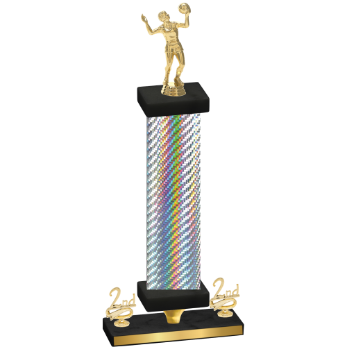 Premium Single Silver Carbon Fiber Second Place Volleyball Trophy