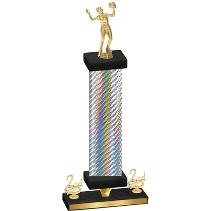 Premium Single Silver Carbon Fiber Second Place Volleyball Trophy