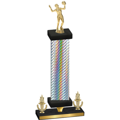 Premium Single Silver Carbon Fiber Victory Volleyball Trophy