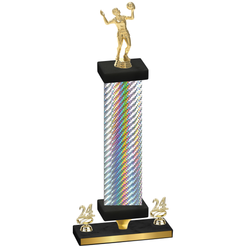 Premium Single Silver Carbon Fiber Year Volleyball Trophy