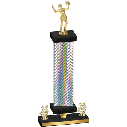 Premium Single Silver Carbon Fiber Year Volleyball Trophy