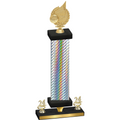 Premium Single Silver Carbon Fiber Year Volleyball Trophy