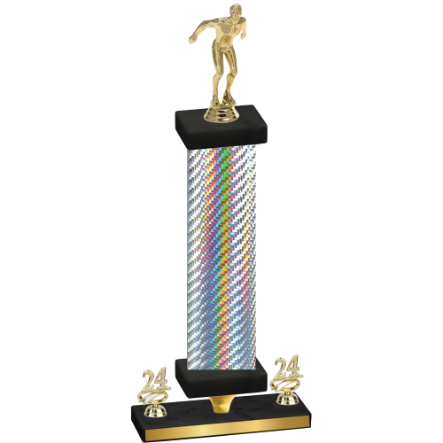 Premium Single Silver Carbon Fiber Year Swimming Trophy