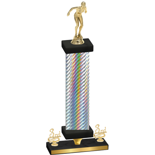 Premium Single Silver Carbon Fiber Third Place Tennis Trophy