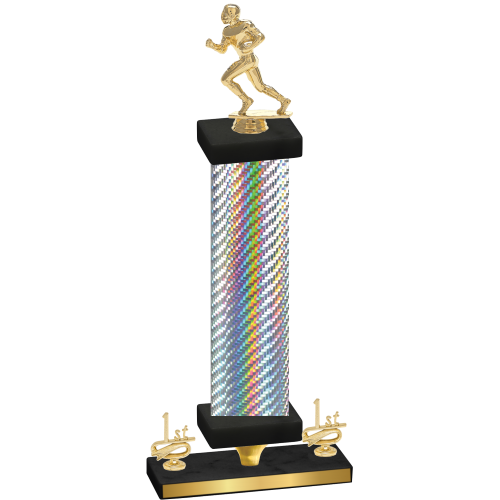 Premium Single Silver Carbon Fiber First Place Football Trophy