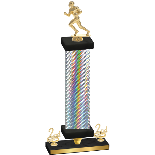 Premium Single Silver Carbon Fiber Second Place Football Trophy