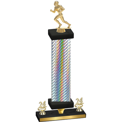 Premium Single Silver Carbon Fiber Year Football Trophy